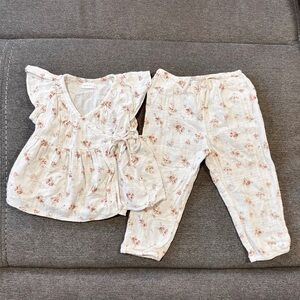 Jamie Kay Girls Sweet Magnolia Wrap Top/Drawstring Pant Set 1YR GUC